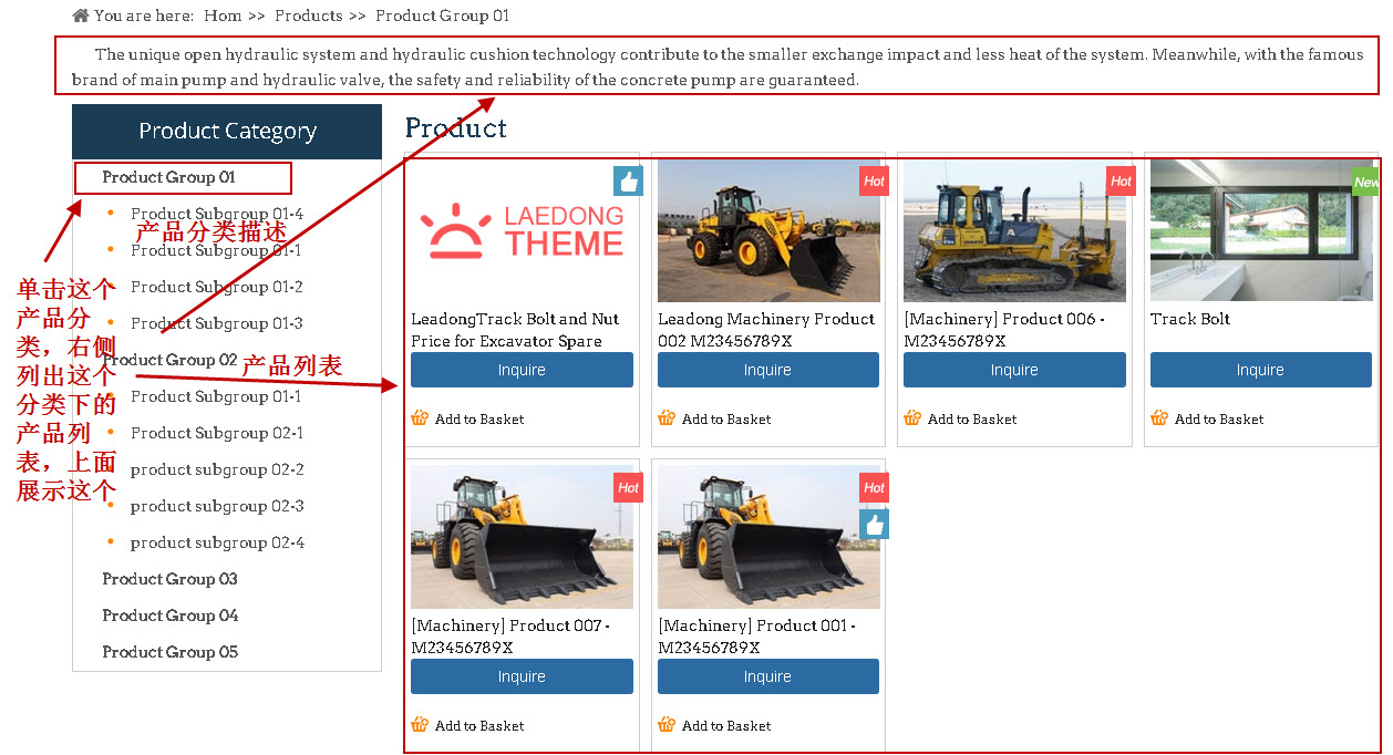 产品分类描述前台展示效果