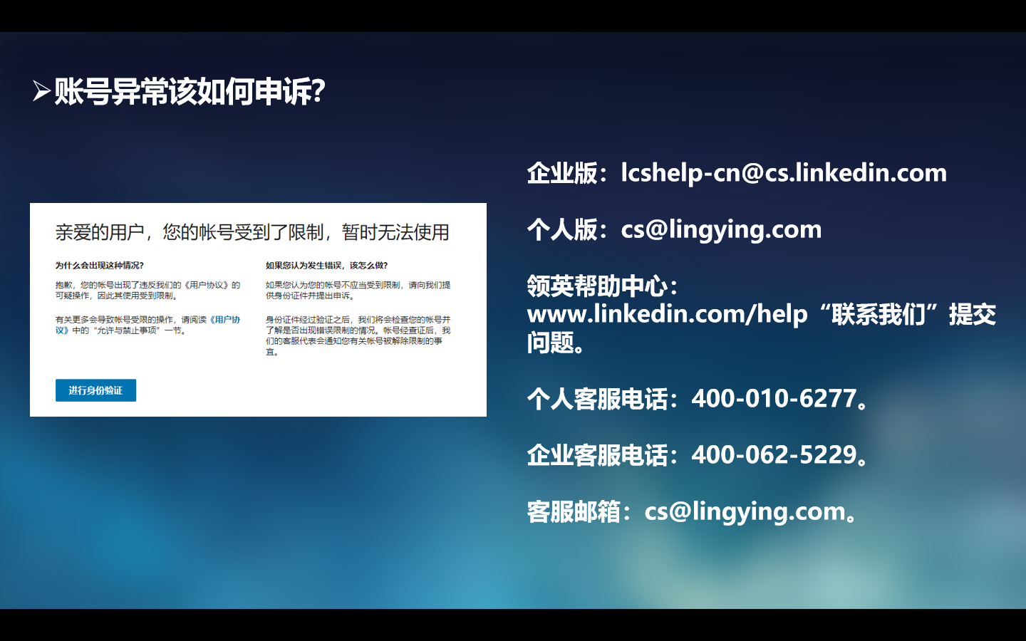 LinkedIn账号申诉